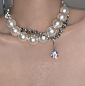 Boonee Alus Niche Europäisch-Amerikanische Überdimensionierte Perlenkette Vergoldete Damen-Choker-Halskette Luxuriöse Schlüsselbein-Kette für Partys - Product Image 5