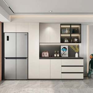 Buffet en bois avec réfrigérateur intégré sous l'armoire, meuble de rangement pour salle à manger - Product Image 2