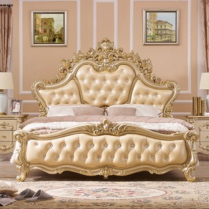 Set Camera da Letto di Lusso Design Europeo Letto Matrimoniale King Size in Pelle 1.8 M Arredamento Moderno di Lusso - Product Image 1