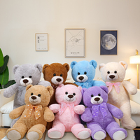 Boneka bantal bordir lucu beruang Teddy pelangi warna-warni mainan mewah hewan hadiah anak-anak nyaman untuk Hari Valentine