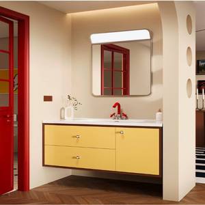 2026 Colorful Color Matching Design Ceramic Integrated Basin Intelligent <b>Mirror</b> Cabinet Bathroom Cabinet - Product Image 4