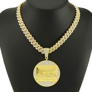<span class=keywords><strong>Collier</strong></span> chaîne cubaine avec pendentif rond 3D en forme de losange, style hip-hop, avec <span class=keywords><strong>perle</strong></span>, pour enfants, vente chaude transfrontalière pour <span class=keywords><strong>SHEIN</strong></span> - Product Image 1
