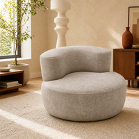 Canapé paresseux à dossier incurvé en chenille grise douce, fauteuil d'appoint moelleux, compressé sous vide, sans cadre, pour coin lecture et jeux
