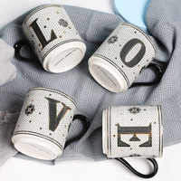 Tasses à thé au lait en céramique dorée, alphabet, tasse en porcelaine de haute qualité pour la maison