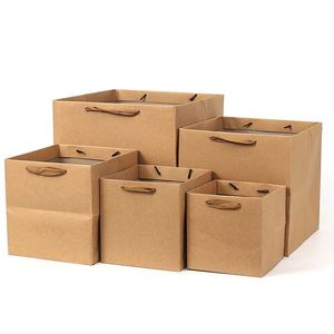Navy Blue Shopping Dumplings Kraft <b>Paper</b> Bags Food Takeaway <b>Paper</b> Bag with Rope Handle - Product Image 1
