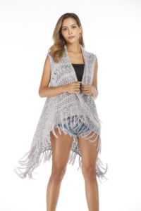 Amzn AE fb eb tiktok <span class=keywords><strong>Shein</strong></span> Gros Mode Casual À Franges Style Bohème Longue Ajouré Creux Tricot <span class=keywords><strong>Cardigan</strong></span> pour les femmes - Product Image 4