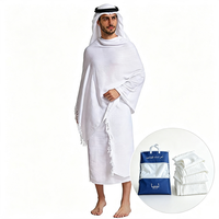Handuk Ihram Mikrofiber Cepat Kering Lembut Sampel Gratis Pabrik Penjualan Laris Handuk Haji Umrah Putih untuk Pria Muslim