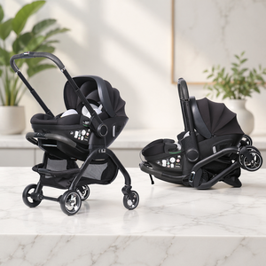 Fournisseur de poussettes pliantes OEM/ODM S366 avec poignée réglable, cadre détachable, siège auto et châssis - Product Image 3