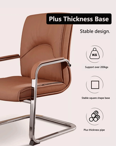 Vantervi Short Back <strong>Brown</strong> Soft Leather Ergonomic Executive Visitor <strong>Office</strong> Conference <strong>Chair</strong> for Meeting Room - Product Image 4