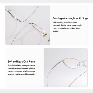 Nouvelles montures optiques en métal au design ovale, lunettes personnalisables avec logo, fabricant, vente en gros, protection UV400, sur ordonnance - Product Image 6