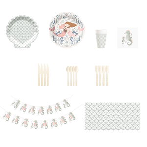 ชุดจานกระดาษลายเกล็ดนางเงือก DAMAI แบบกำหนดเอง สำหรับงานเลี้ยงวันเกิดเด็กผู้หญิง ชุดอุปกรณ์จัดงานปาร์ตี้ธีมนางเงือกแบบใช้แล้วทิ้ง - Product Image 3