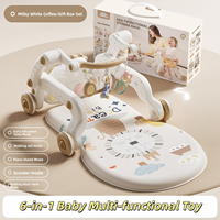 Portique d'éveil multifonctionnel 6-en-1 pour bébé, tapis souple antidérapant aux formes géométriques, ensemble de jouets suspendus, intégration sensorielle musicale et lumineuse