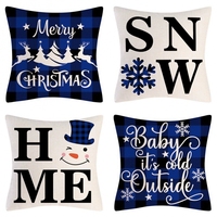 Décorations de Noël, ensemble de 4 housses de coussin décoratives 18x18, flocons de neige rouges et blancs, pour canapé, intérieur