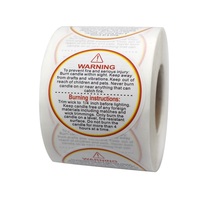 Autocollants d'avertissement de bougie ronde de 1.5 pouces, étiquettes d'avertissement de sécurité imperméables pour le récipient de pot de votives de cire de soja