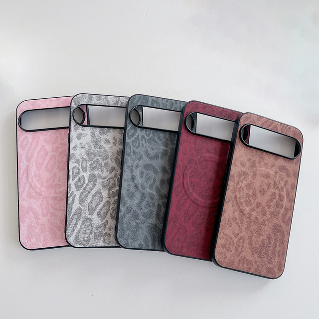 New Leopard Print PU Leather Magnetic Charging Mobile Phone Case Cover for Google Pixel 9 Pro XL 9A 8A 8 7A 7 6