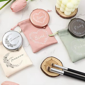 Customize Bride Bridesmaid Names, Dates, Wedding Souvenirs Customized Portable Metal Makeup Pocket Cosmetic Mirror