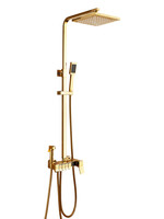 Robinet thermostatique mural en cuivre doré de style européen vintage pour lavabo, ensemble de douche monocommande pour salle de bain et cuisine