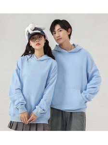 380gsm peso pesado Terry 85% algodón, 15% poliéster hombres Drop Shoulder HOODIE color sólido básico holgado Unisex Hoodies. - Product Image 4