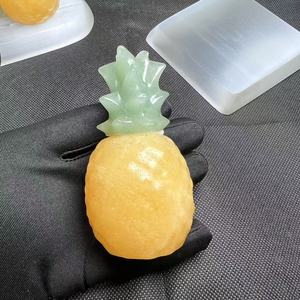 بيع بالجملة نموذج أناناس كريستالي منحوت كالسيت برتقالي طبيعي + أخضر أفنتورين ديكور فاكهة جميل - Product Image 2