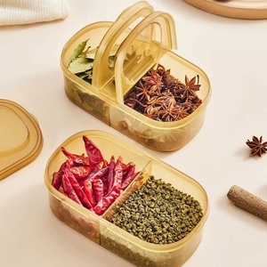 Modern Design Kitchen Storage Box Double Tiers Transparent PP Plastic Food <b>Container</b> Open Style Cover Spices Sealed Cans Lunch - Product Image 5
