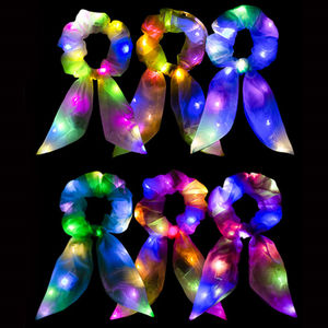 Oplichten Boog Scrunchies Led Konijn Bunny Oor Scrunchie Paardenstaarthouders <span class=keywords><strong>3</strong></span> Lichtmodi Gloeien In De Donkere Neon Feestartikelen - Product Image 1