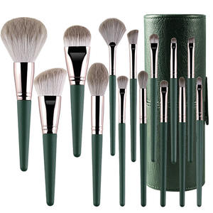 14pcs Professional Green Synthetic Nylon Hair Foundation Eyebrow <b>Brush</b> <b>Makeup</b> Tool Wood Handle <b>Makeup</b> <b>Brush</b> Sets - Product Image 4