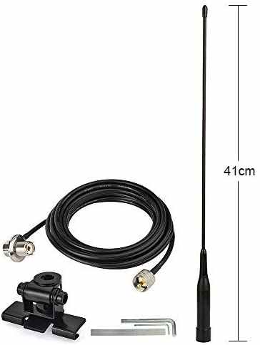 Antenne Radio Mobile Bingfu TC3717 - VHF/UHF, Profil Bas, Support Lèvre, Compatible Yaesu, Noire, Neuve
