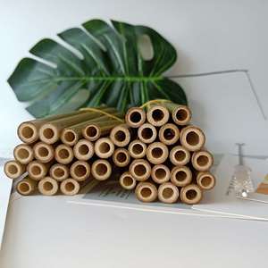 <b>Bamboo</b> Drinking <b>Straws</b> 20cm Inner Diameter 0.4-0.6cm Reusable For Milk Tea Bars Restaurants Wholesale - Product Image 1