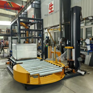 Completamente automatico con erogatore di fogli completamente automatico Stretch Wrapping pellicola avvolgente macchina di copertura con trasportatore - Product Image 5
