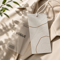 Étiquettes suspendues personnalisées pour vêtements avec pochette givrée et carte blanche gaufrée, étiquettes pendantes premium double couche avec dorure à chaud pour marques