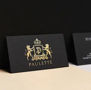 Custom Luxury Brand Name Gold Foil Printing Logo With gold edges White Paper Visiting Business Card