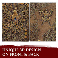 Secolorart Vintage 3D Phoenix en cuir gaufré Journal d'écriture Antique fait à la main bloc-notes quotidien