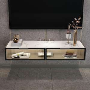 Muebles de sala de estar Soporte de exhibición de <span class=keywords><strong>TV</strong></span> acanalado Soporte de <span class=keywords><strong>TV</strong></span> flotante <span class=keywords><strong>LED</strong></span> <span class=keywords><strong>Estantes</strong></span> de <span class=keywords><strong>TV</strong></span> colgantes montados en la pared modernos - Product Image 4