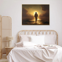 Peinture à l'huile originale Jésus-Christ marchant sur l'eau Art mural religieux chrétien avec décoration murale sur toile imprimée mate