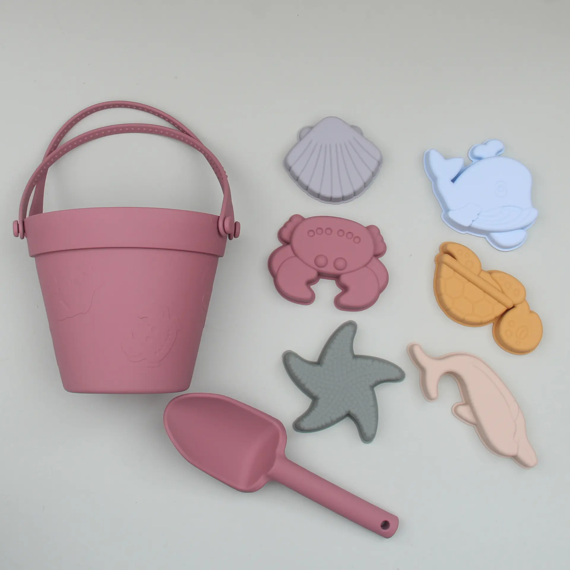 휴대용 BPA 무료 실리콘 비치 모래 장난감 맞춤형 실리콘 모래 양동이 장난감 아이들을위한 모래 장난감 세트