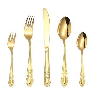 Ensemble de couverts vintage en acier inoxydable, couteau, fourchette, cuillère, compatible lave-vaisselle, pour mariages, restaurants, fêtes, hôtels - Product Image 1