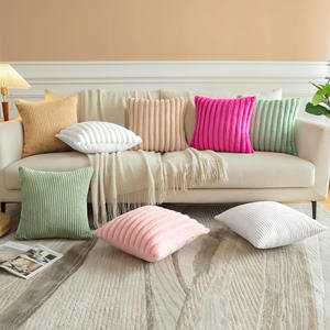 ปลอกหมอนอิงลายทางผ้าคอร์ดูรอย ปลอกหมอนขนเฟอร์เทียม ปลอกหมอนอิงตกแต่งโซฟา ปลอกหมอนโซฟา - Product Image 6