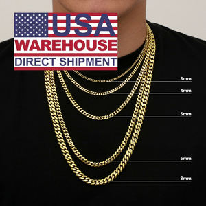 USA 8mm 5mm 3mm cadena cubana 14K oro PVD plateado hombres mujeres Hip Hop joyería regalos 316L Acero inoxidable Curb Link Miami collar - Product Image 2