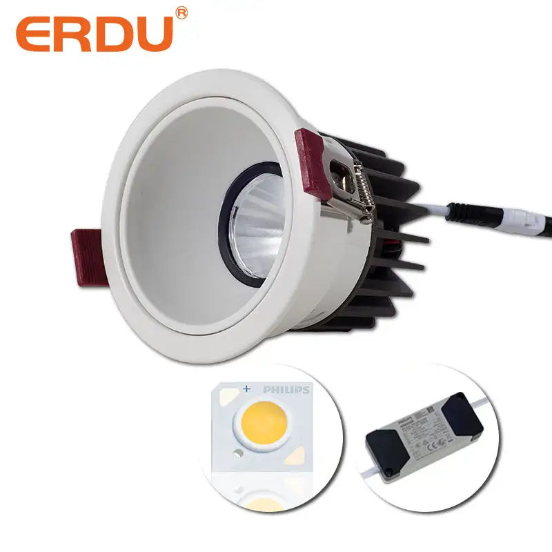 ERDU Adjustable Rotating Cob Spotlight Triac dali 0-10V Tuya App Smart Dimmable Mini Led Spotlight Ceiling