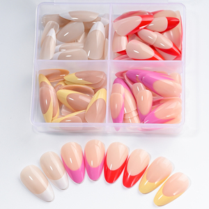 96 pièces/boîte – <span class=keywords><strong>Faux</strong></span> ongles à presser blancs amande, couleur unie, style français <span class=keywords><strong>simple</strong></span>, brillants, couvrance totale pour femmes - Product Image 3