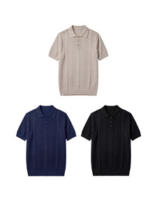 Men's Woolen Polo Short Sleeve 2026 Summer American Luxury Solid Color <b>Collar</b> <b>T</b>-<b>shirt</b> Wholesale - Product Image 2