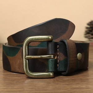 Cintura mimetica in pura pelle di vacchetta da studente maschio di tendenza giovane personalità in pelle retrò femminile con fibbia in rame cintura da Cowboy - Product Image 4