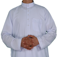 Robe de prière musulmane pour hommes, col montant, style qatari, vêtement islamique, boubou arabe JUBBAH, abaya confortable, thobe