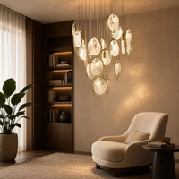 Lustre moderne en laiton et verre à plusieurs pendentifs pour salon, hôtel, salle à manger, éclairage intérieur