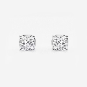 Boucles d'oreilles solitaires de luxe 2 carats en diamant de laboratoire certifié taille coussin, étincelantes, bijoux fins éthiques pour femme - Product Image 3