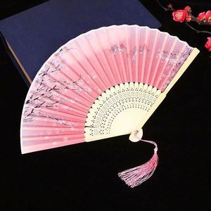 Elegante Abanico Plegable de Bambú Blanco, Portátil, Diseño Tradicional Personalizado para la Escuela, Año Nuevo Chino, Halloween, Amor - Product Image 6