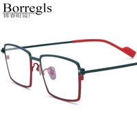 Gafas Borregls con Montura de Titanio Colorida para Hombre, Diseño Cuadrado de Marca 2025, Lentes Ópticas de Alta Calidad para Mujer, Modelo 185904