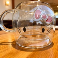 Mug en verre borosilicate à double paroi sous vide Hello Kitty - Résistant à la chaleur, mignon, transparent, sans pied, sans couvercle, avec poignée pour la maison