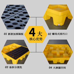 Leak Proof <b>Plastic</b> Tray For Chemicals Secondary Container HDPE 2.0T Grid Nine Legged Oil Depot Warehouse Workshop - Product Image 1