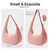 Sac bandoulière en nylon personnalisé pour femme, style tote, avec fermeture éclair et doublure, modèle Moon Tiny Dumpling